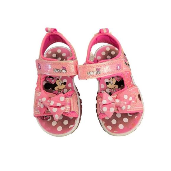 Disney Minnie Mouse Light Up Sandals Little Girls Size 6 Pink Adjustable - Picture 1 of 6